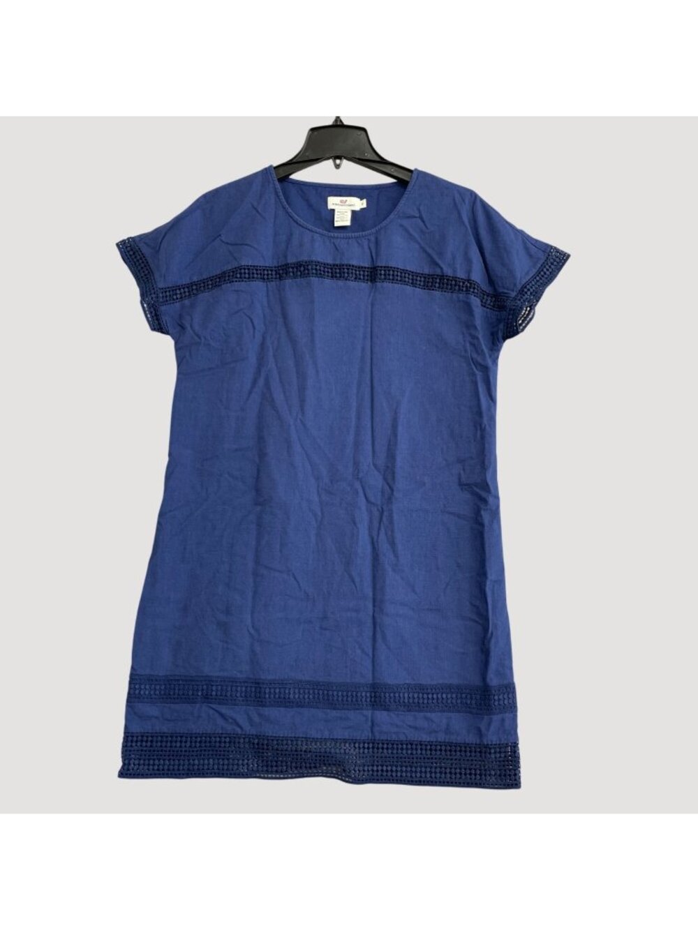 Vineyard Vines Women's S Blue Crochet Lace Cotton Shift Dress Short Sleeve P0295 - Picture 1 of 9
